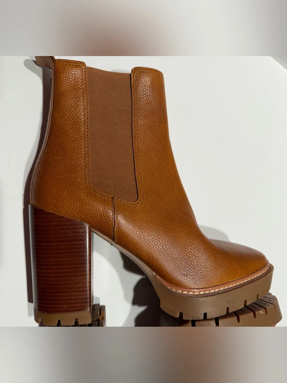 Tory Burch Camel Lug Ankle Boots